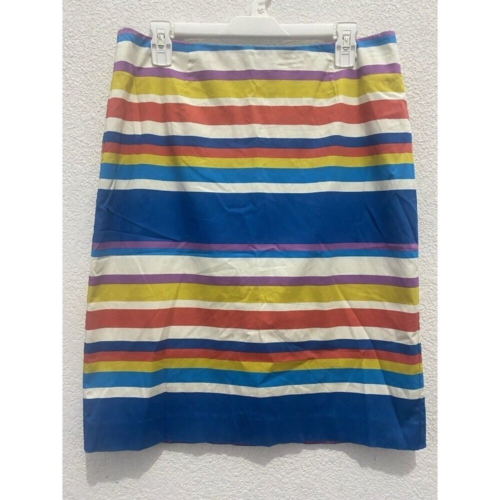 Boden Women Pencil Skirt‎ US8R Striped Multicolor Side Zip Lined UK12R